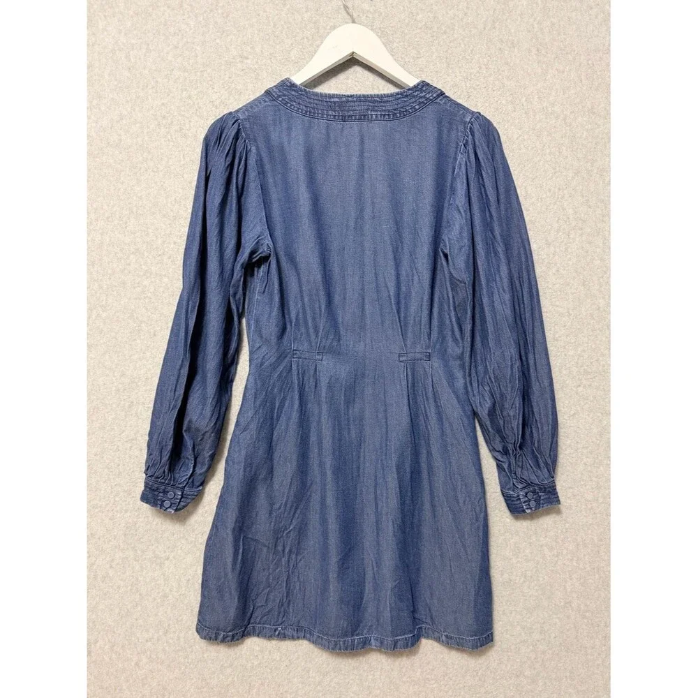Madewell Denim Button Front Mini Dress NWT Size 2  Long Sleeve Pleated